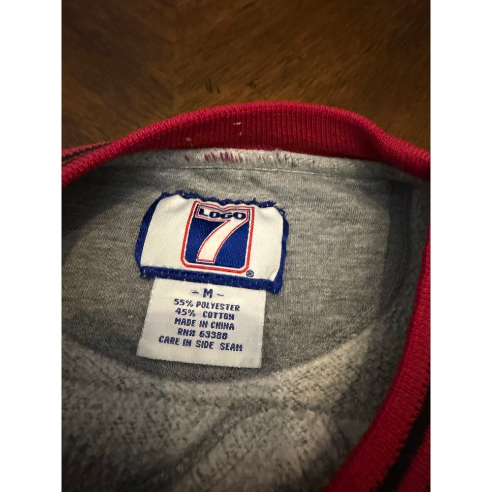 Vintage Logo 7 Arkansas Razorbacks Sweatshirt Mens Medium Gray 90s Crewneck NCAA - Picture 3 of 6